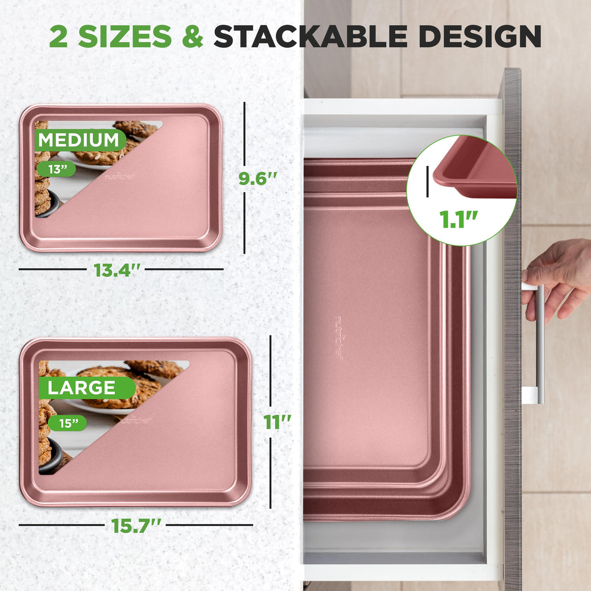 NutriChef rose gold finish bakeware adds style and durability