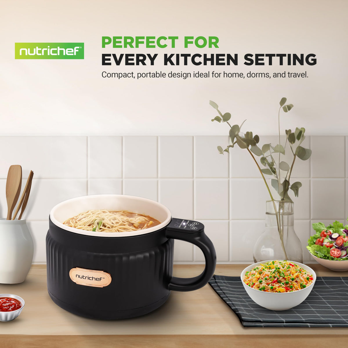 NutriChef safety features automatic shut-off and anti-burn protection for safer cooking.