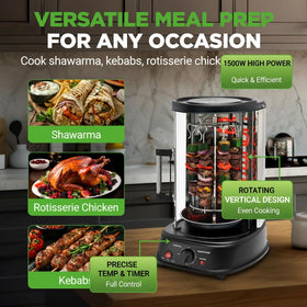 NutriChef shawarma oven with seven-skewer kebab rack for party prep