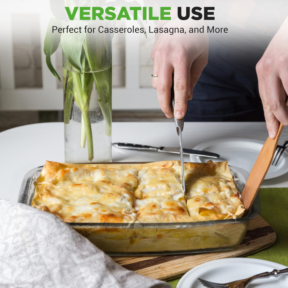 NutriChef stackable bakeware for space-saving kitchen organization.