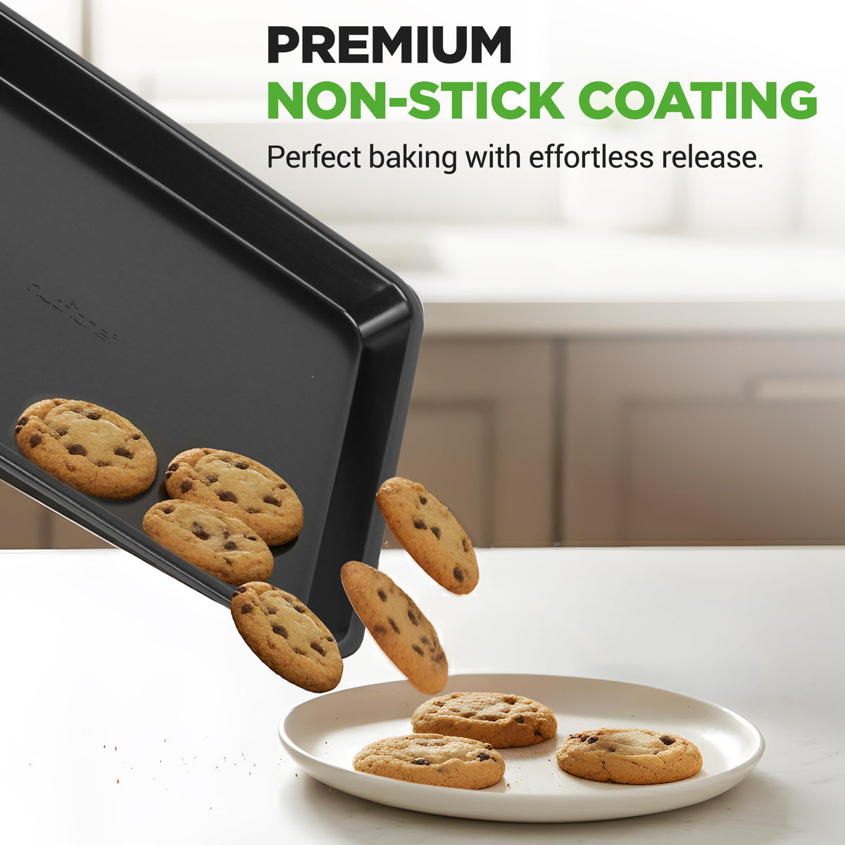 NutriChef round cake pan provides smooth release for professional-looking cakes.