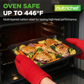 NutriChef wide baking pan highlights space-saving design for batch baking.
