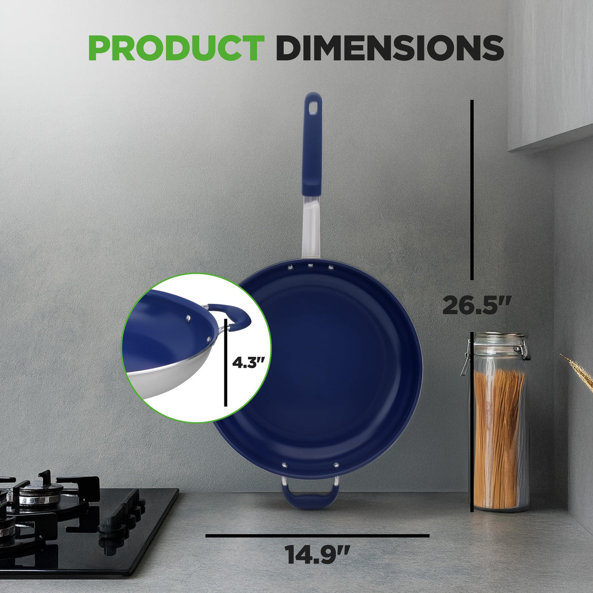 NutriChef stain-resistant surface — easy cleaning after frying or sautéing