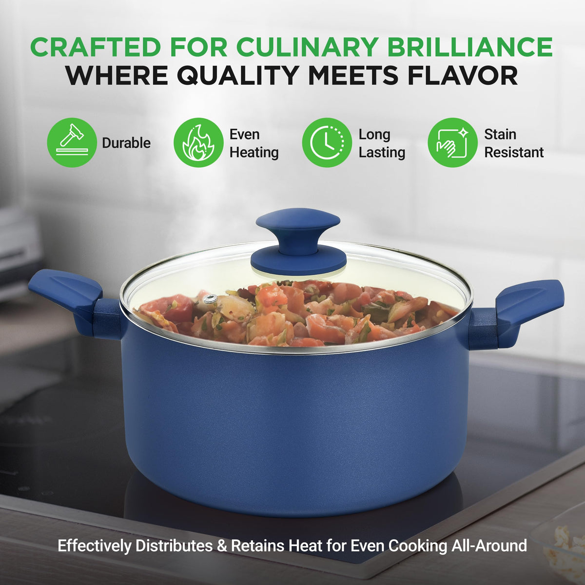 NutriChef tempered glass lids with steam vents visible