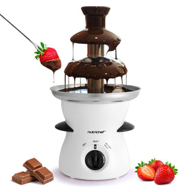 NutriChef three-tier fondue fountain front view for chocolate dipping