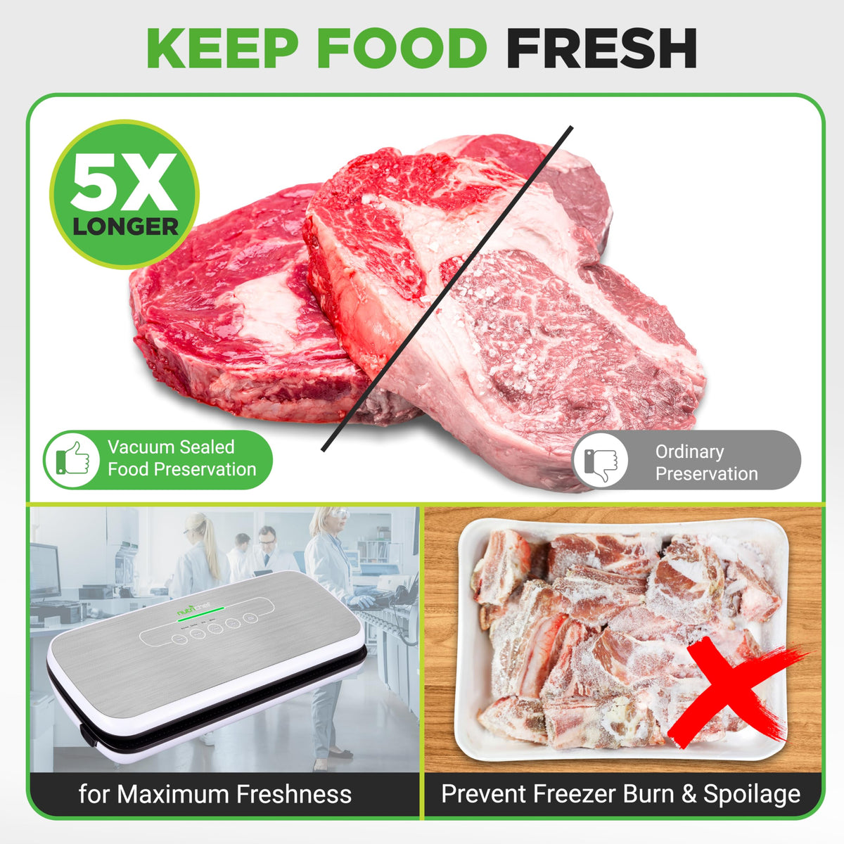 NutriChef vacuum sealer bags 2-pack box for value storage