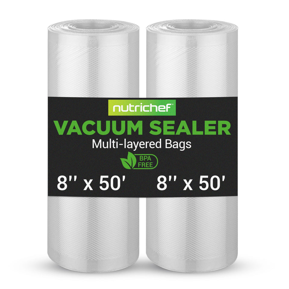 NutriChef vacuum sealer bags 8x50 roll with embossed channels for stronger seals and freshness