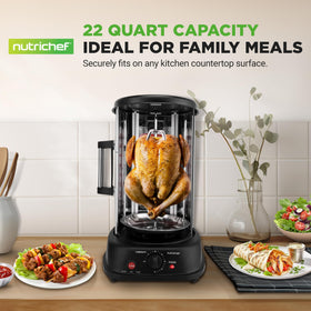 NutriChef vertical rotating shawarma oven top view showcasing compact stainless design