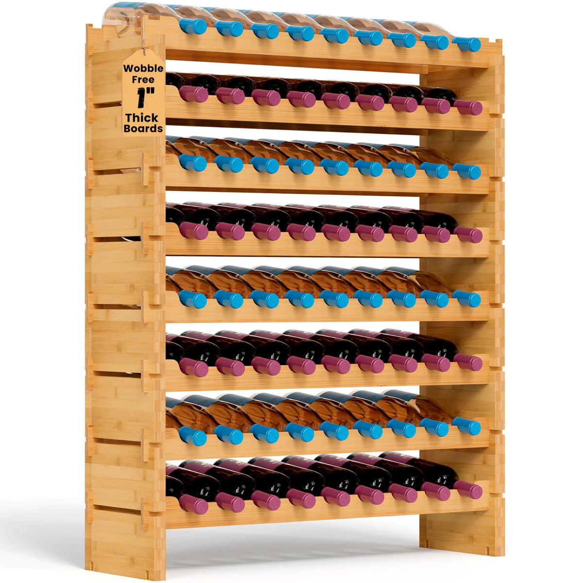 NutriChef wine rack 72-bottle capacity keeps bottles organized.