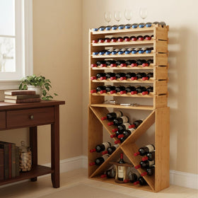 NutriChef wine rack snaps together without tools for quick setup.