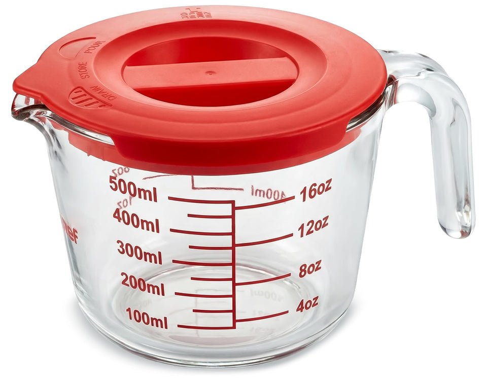 NutriChef 2-cup glass measuring cup with lid for precise measuring and storage