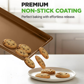 NutriChef mega bake pan 22x16in edges and coating highlight even heat distribution.