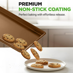 NutriChef mega bake pan stackable design saves cabinet space and prep time.