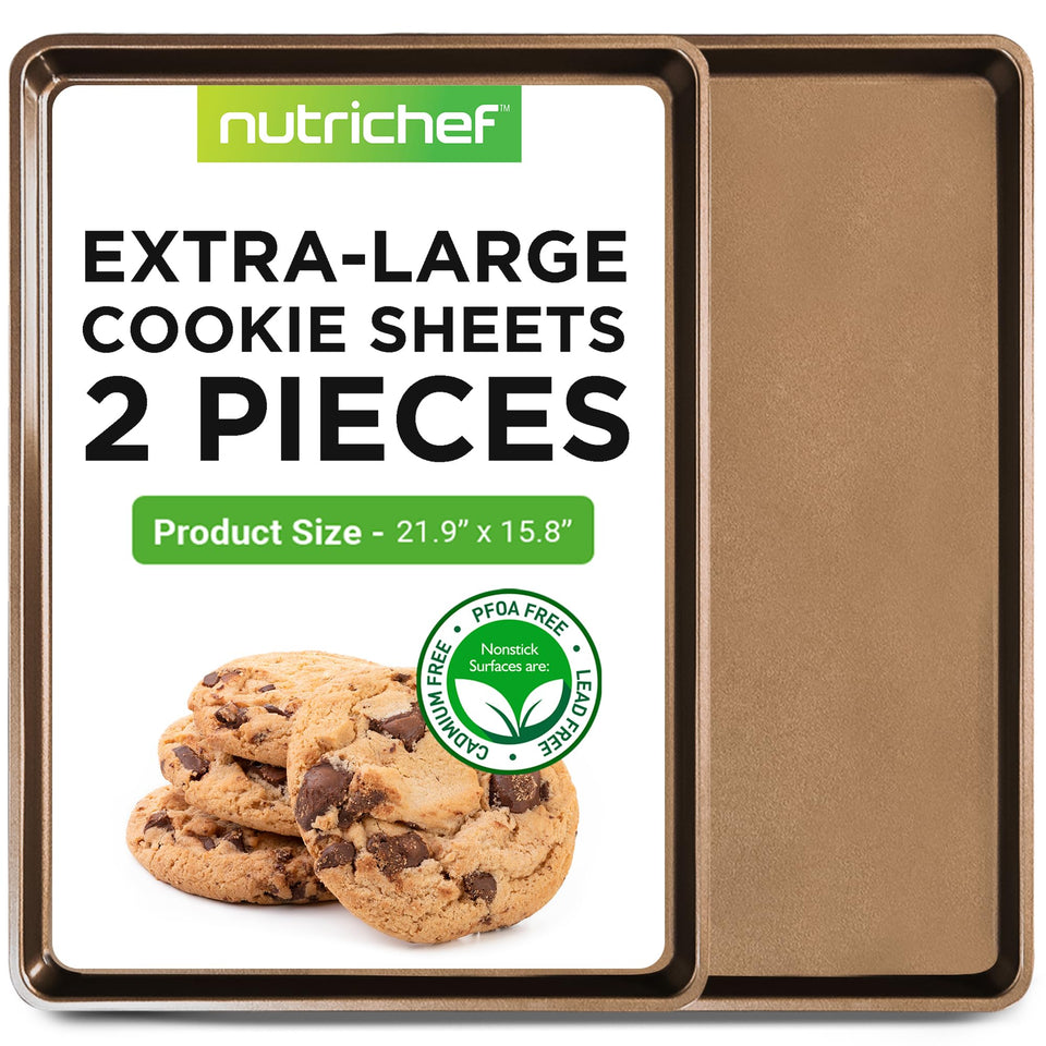NutriChef mega bake pan 22x16in top view, ideal for large-batch cookies and roasts.