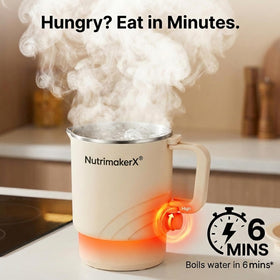 Cool-touch exterior and sturdy handle allow table-side serving with Nutrimakerx.