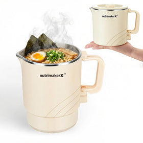Nutrimakerx electric hot pot with 1.5L stainless steel inner pot for safe, quick meals.