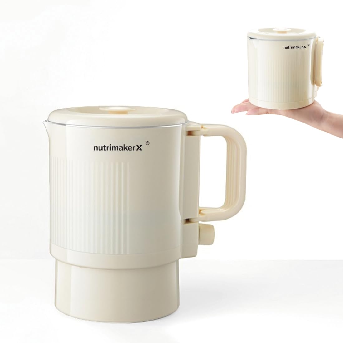 Nutrimakerx foldable kettle—compact fold for travel and quick boiling.