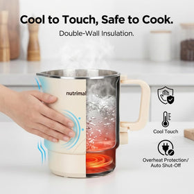 Stainless steel interior of Nutrimakerx pot for seamless cleaning and durability.