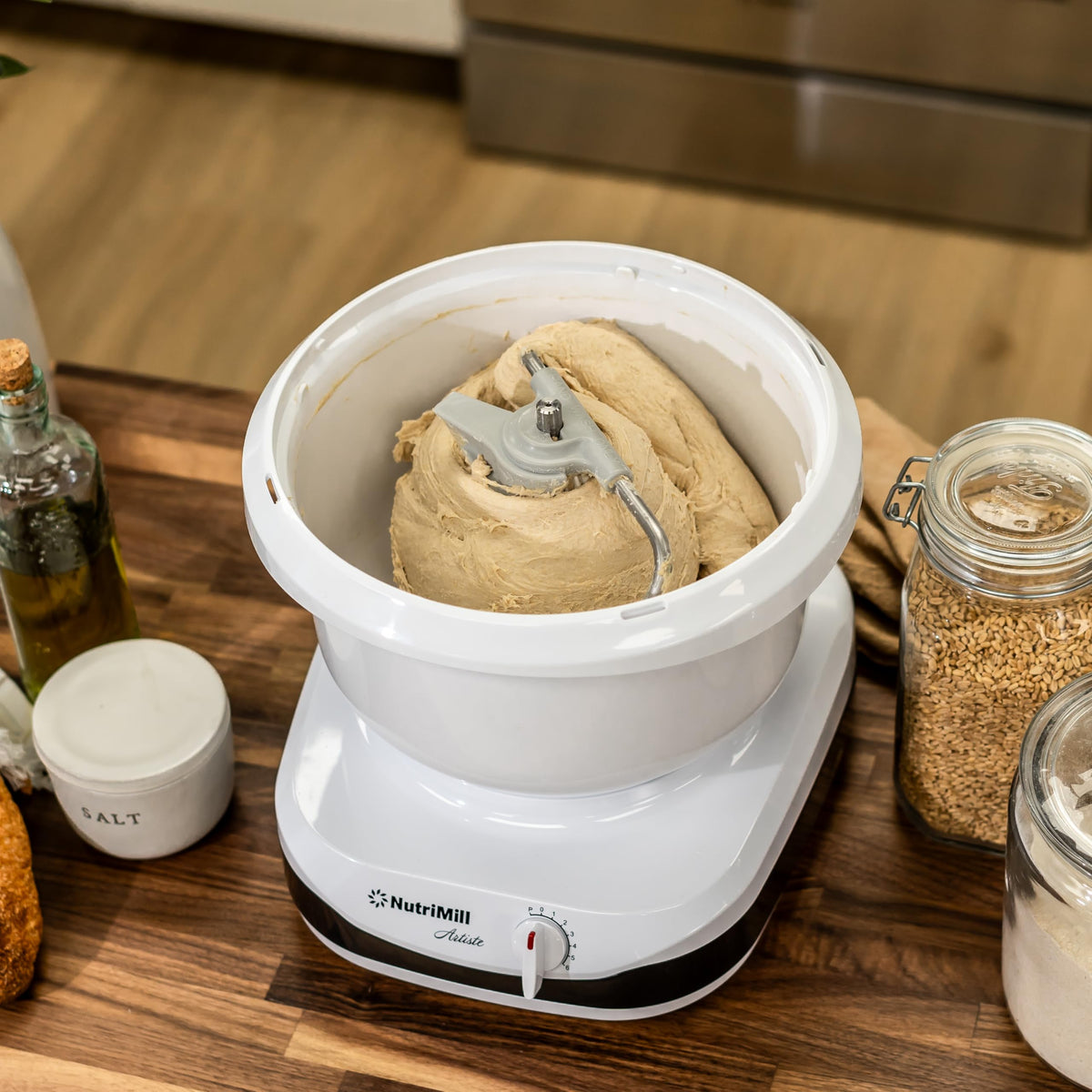 Nutrimill Artiste bottom-drive motor delivering steady power
