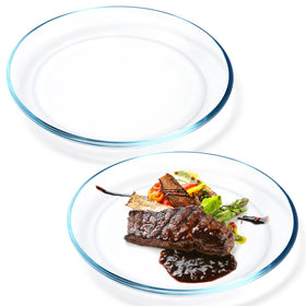 Nutriups 10-inch glass plate with lip edge, ideal for sauces and main courses.