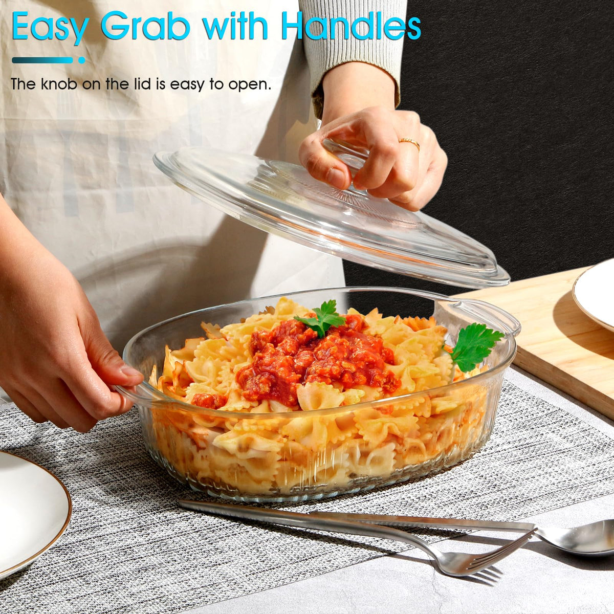 NUTRIUPS oven, microwave, and freezer safe bakeware for flexible reheating.