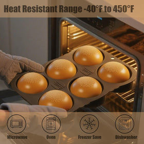 Nuuubik hamburger bun mold nonstick release for easy bake and clean removal.