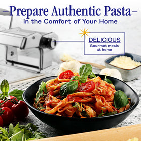 Nuvantee pasta maker set to 0.5mm for delicate sheets.