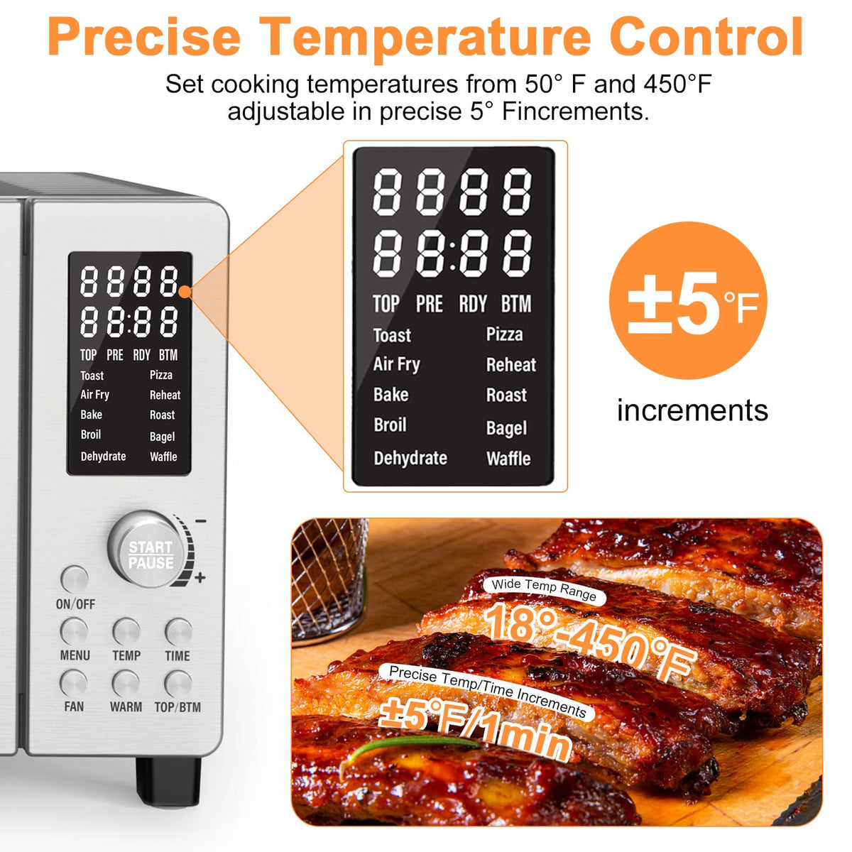 Nuwave Bravo 21-quart capacity fits large meals and batch cooking.