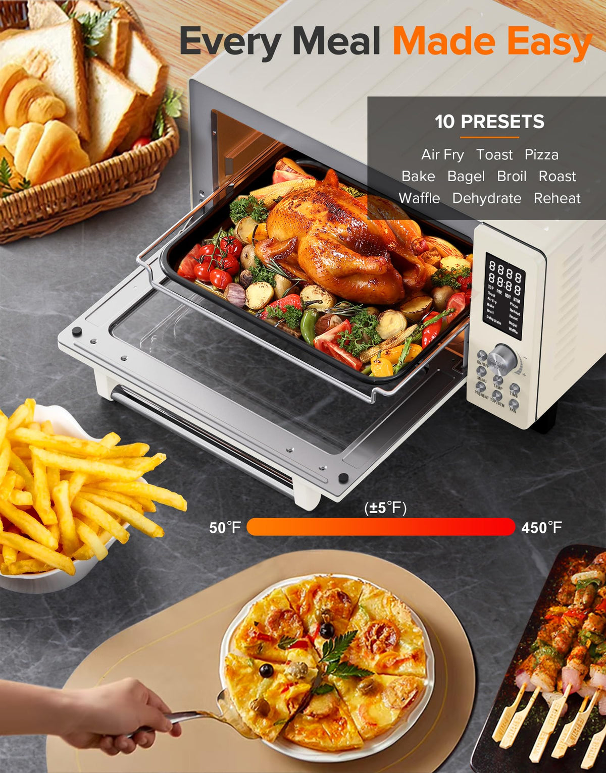 Nuwave Bravo Pro cooking chamber demonstrates even convection across racks.