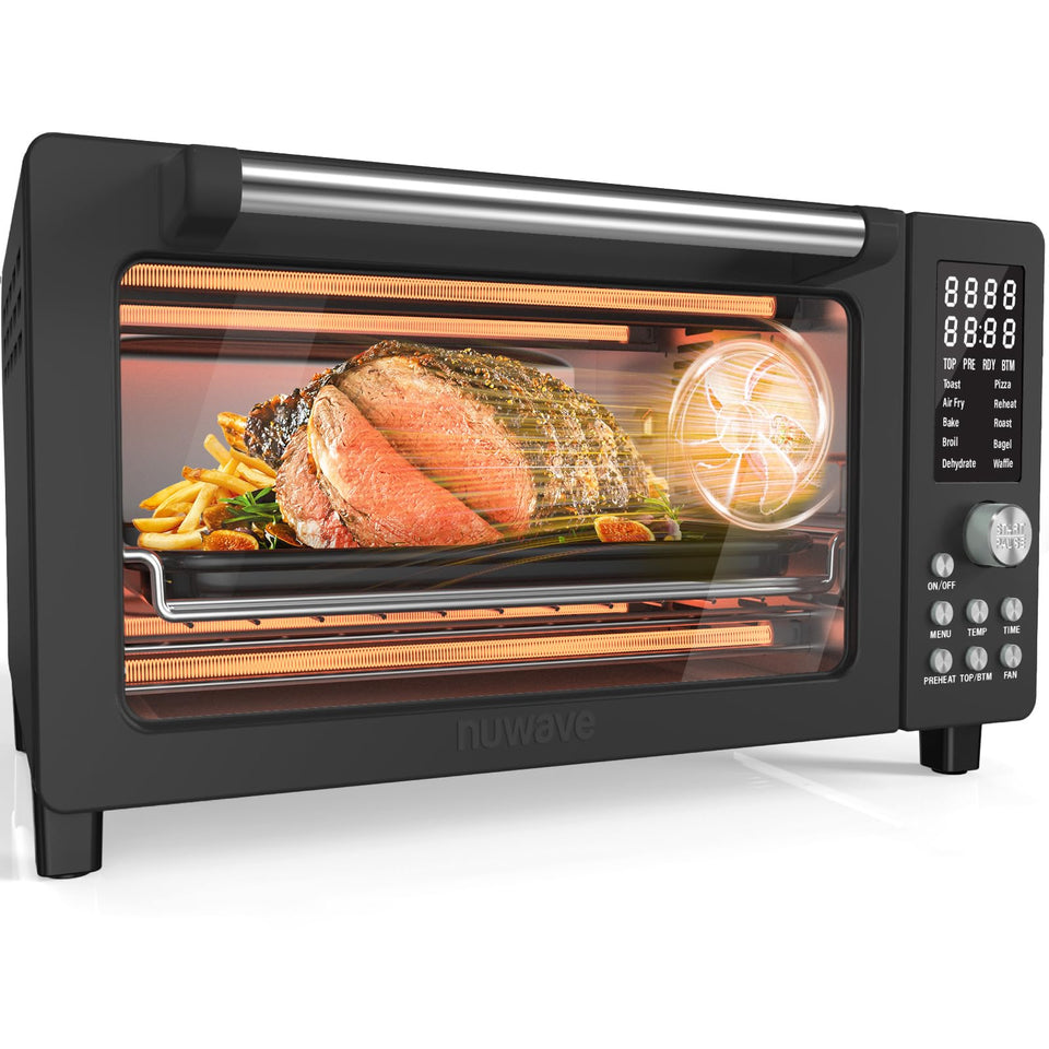 Nuwave Bravo Pro front view showing compact countertop design for quick meals