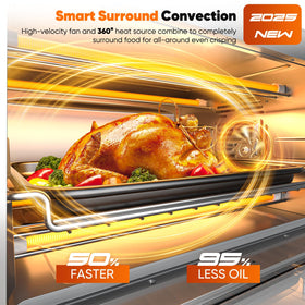 Nuwave Bravo Pro pizza oven setup with customizable heat for crispy crusts
