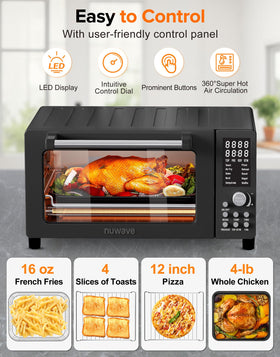 Nuwave Bravo Pro temperature range dial from 50 to 450 degrees