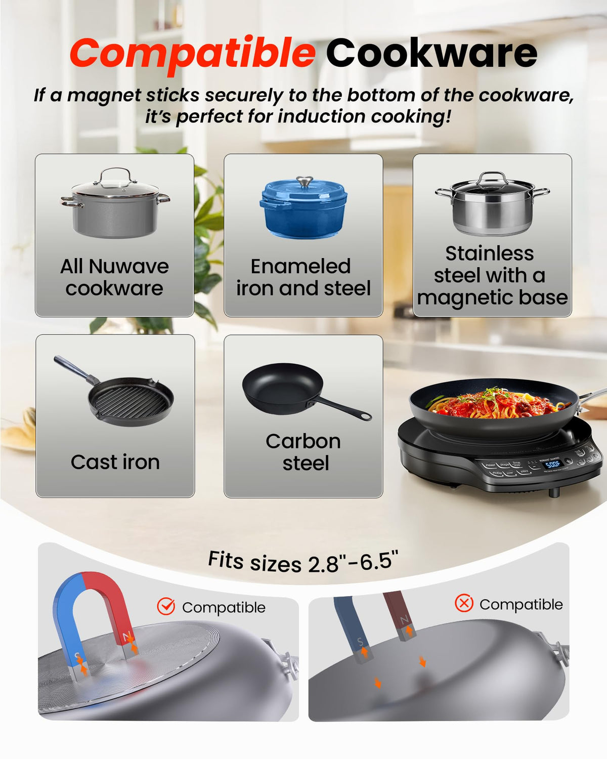 Nuwave Diamond safety auto-off icon indicates built-in protection for unattended cooking.
