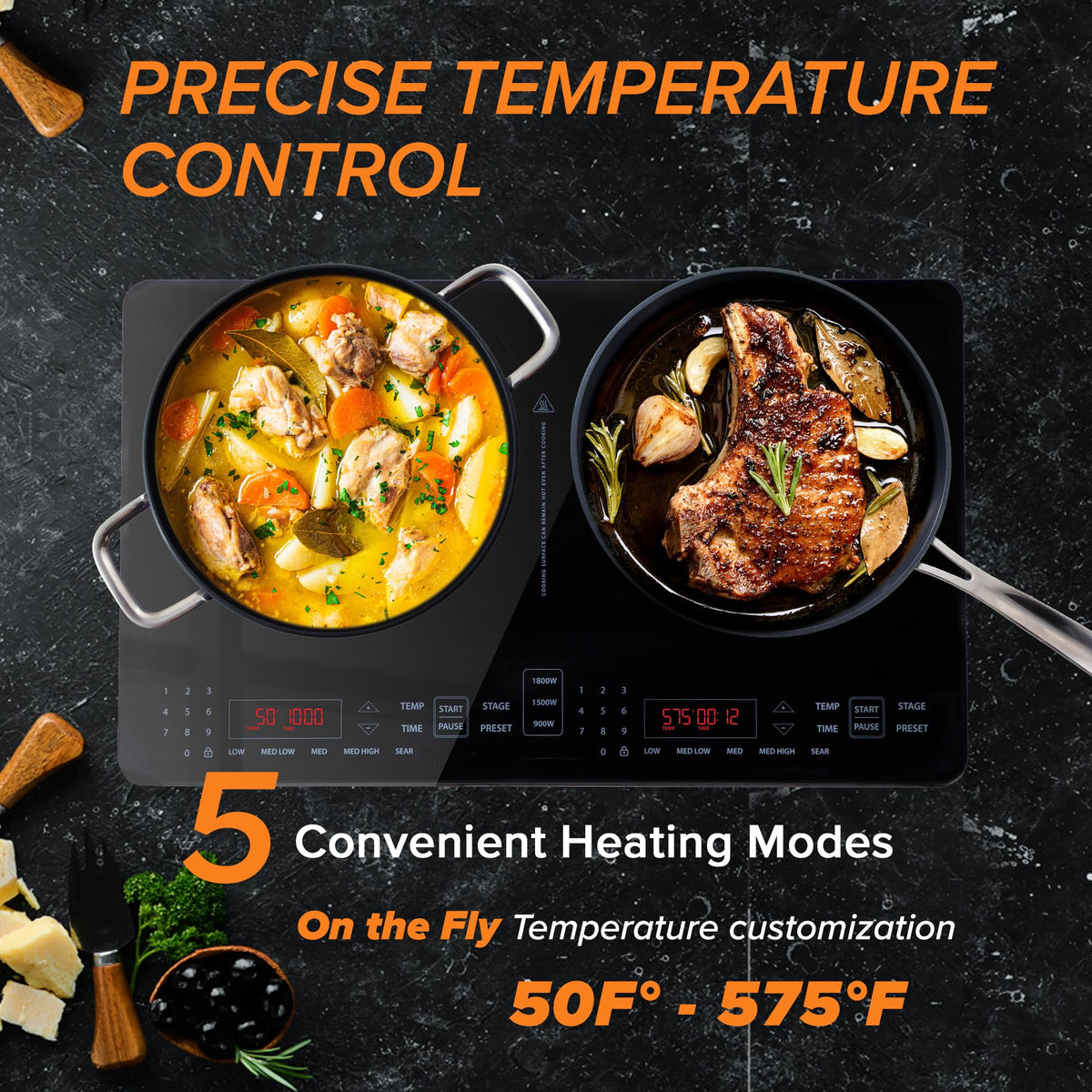 Nuwave Double Pro dynamic watt technology distributing power between burners.