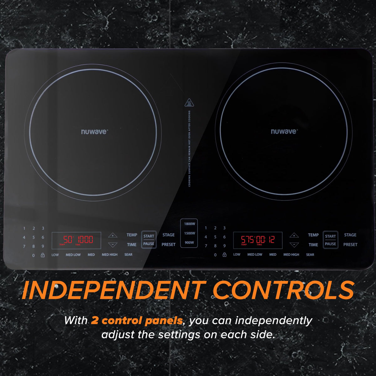 Nuwave Double Pro safety lock for auto shutoff when cookware is removed.