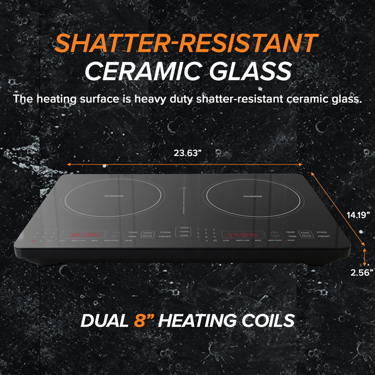 Nuwave Double Pro timer and presets aiding frequent cooking settings.