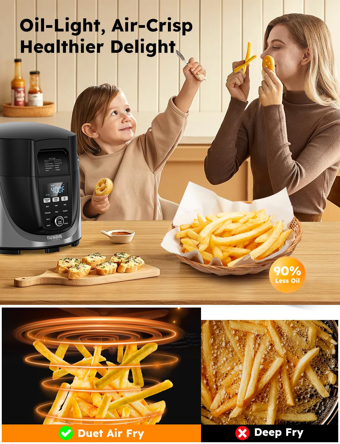 Nuwave Duet 6qt stainless inner pot ready for family-sized dishes