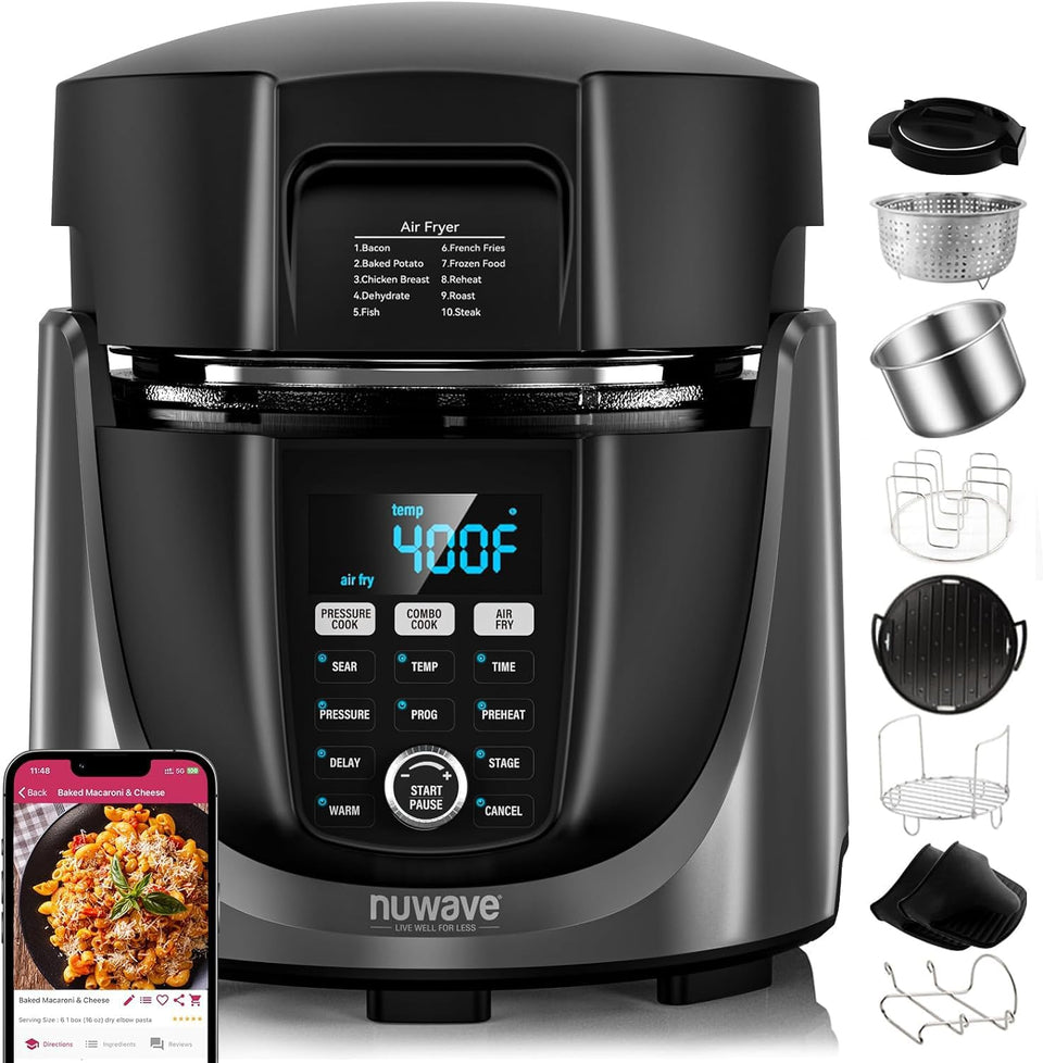 Nuwave Duet air fryer lid assembly for quick, even-crisp results
