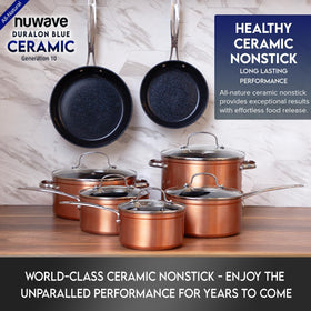 Nuwave Duralon Blue diamond-infused surface visible on rim for durability