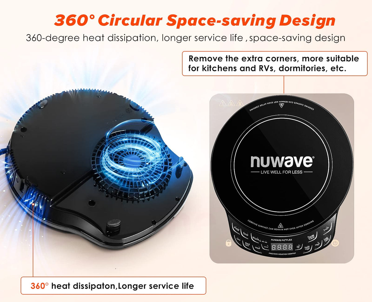 Nuwave Flex heating coil close-up demonstrates rapid, even induction heating