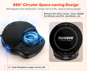 Nuwave Flex heating coil close-up demonstrates rapid, even induction heating