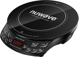 Nuwave Flex induction cooktop front view, compact countertop convenience.