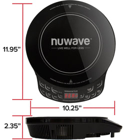 Nuwave Flex on-countertop with cookware demonstrating even heating.