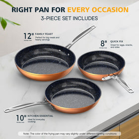 Nuwave 12-inch fry pan features 9H Duralon Blue coating for durability