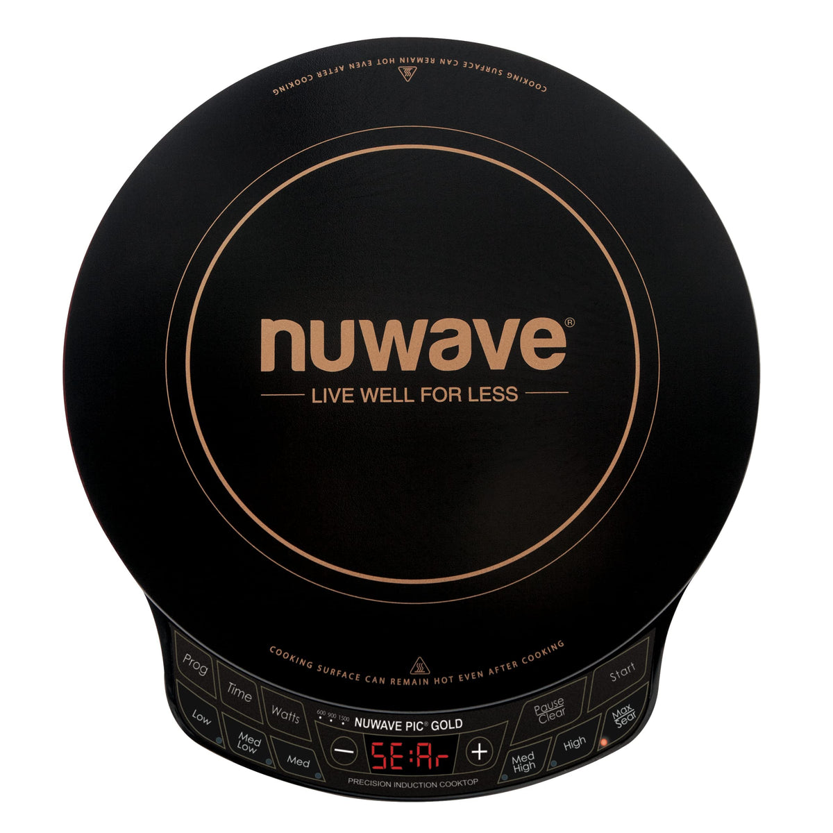 NUWAVE Gold control panel close-up showing precise on-the-fly adjustments.