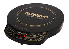 NUWAVE Gold induction cooktop front view for compact kitchens and dorm rooms.