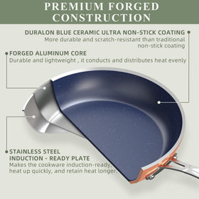 Nuwave Duralon Blue coating closeup shows diamond-infused ceramic durability for long-lasting nonstick
