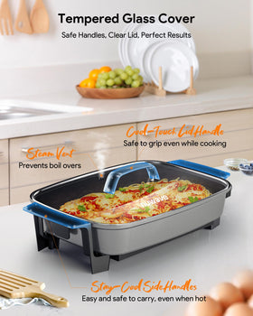 Nuwave Medley XL cool-touch handles for safe transport to gatherings.