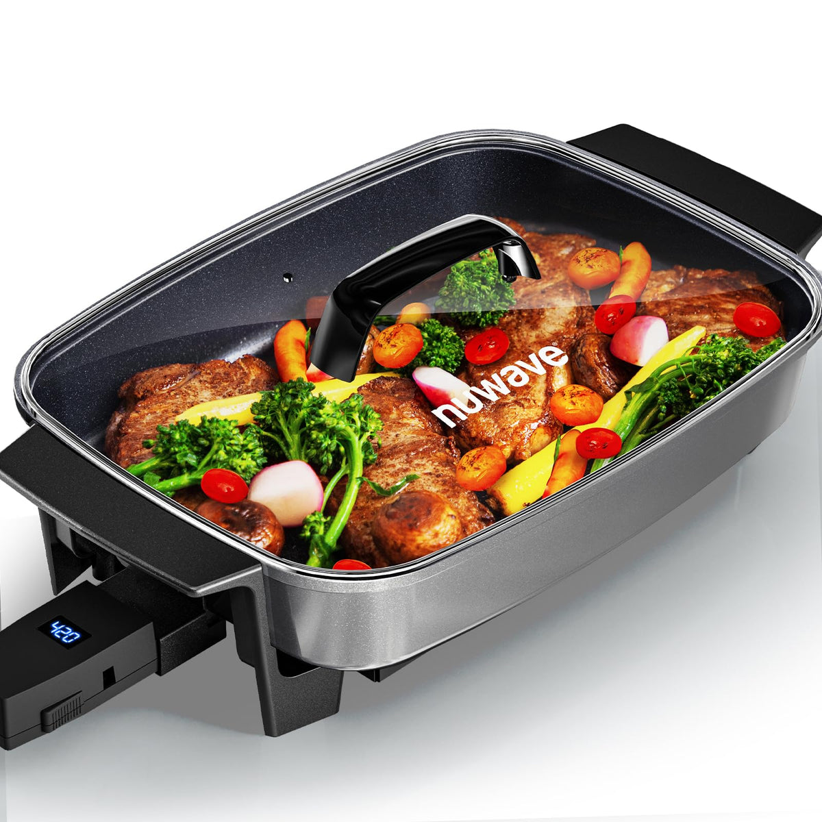 Nuwave Medley XL digital control display ensuring precise cooking temperatures.