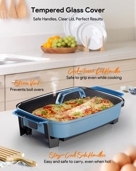 NUWAVE Medley XL vented tempered glass lid for safe steam control